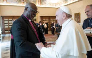 Pope Francis meets Archbishop Panti Filibus Musa, president of the Lutheran World Federation, at the Vatican, June 25, 2021. Vatican Media.